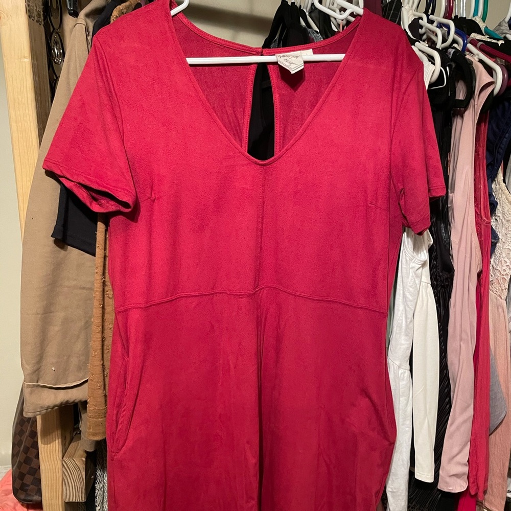 White Crow Dress- Red Suede